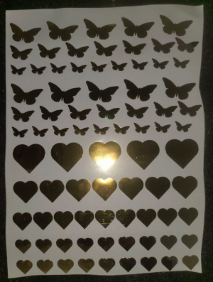 8x6 inches butter fly and hearts sheet